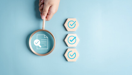 Checking Document with ai artificial intelligence process technology processor to planning business information data, tech, network corporate concept.