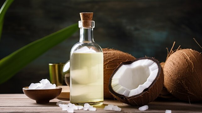 coconut oil on the white table