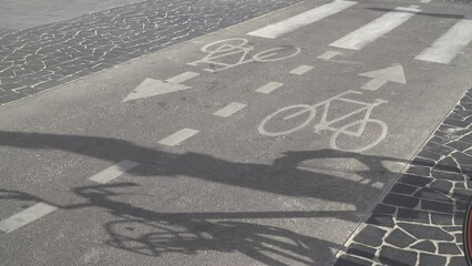 Bicycle Lane Pedestrians and riders on dedicated line