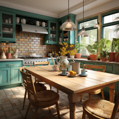 Fototapeta na wymiar a colorful kitchen with mosaic 