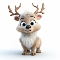 Fototapeta premium Cute reindeer with white isolated background