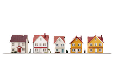 Residential Assortment Various Houses in One Setting Isolated on a Transparent Background PNG.