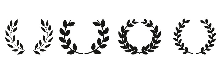Set of laurel wreaths isolated. Vector illustration