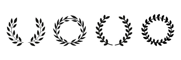 Set of laurel wreaths isolated. Vector illustration