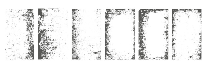 Fototapeta premium Set grunge black and white grunge texture template. Dark dirty dust overlay background. Vector illustration
