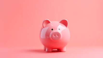 Piggy bank on a pink background.