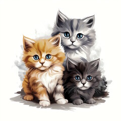 Fototapeta premium Playful Kittens Graphic Tee Design