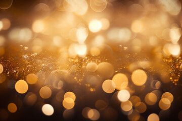 Gold bokeh background for Christmas and New Year greeting card