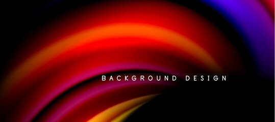 Rainbow color wave lines on black. Techno or business abstract background for posters, covers, banners, brochures, websites
