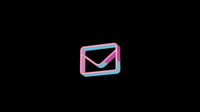 Bright envelope icon is jumping merrily. Retro style. Alpha channel black. Looped from frame 120 to 240, Alpha BW at the end