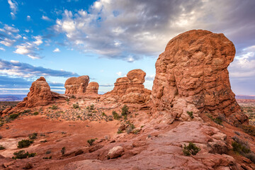 Fototapeta premium Red rock formations in the Arches National Park, Utah USA