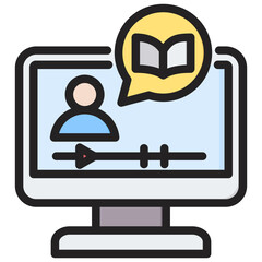 Video Lectures Outline Color Icon