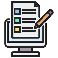 Online Exam Outline Color Icon