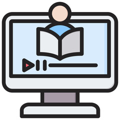 Recorded Lecture Outline Color Icon