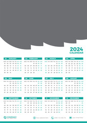 1 page wall Calendar 2024 