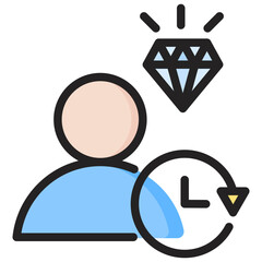 Customer Lifetime Value Outline Color Icon