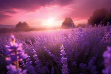Stunning purple blooms of lavender. Generative AI