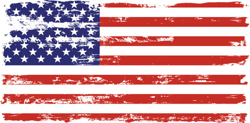Grunge USA Flag. American flag brush paint texture. Distressed US symbol, United States flag Vector Illustration for Celebration Holiday 4 of July American President Day, star and stripes.
