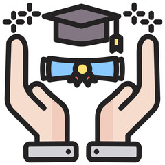 Academic Achievement Outline Color Icon