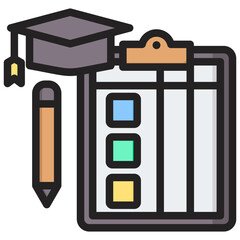 Academic Transcript Outline Color Icon
