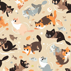 seamless background with cats