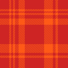 Seamless Red Orange Tartan Plaid Pattern. Check fabric texture for flannel skirt, shirt, blanket
