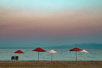 beach and umbrella