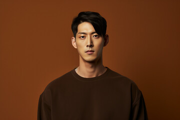 Obraz premium Asian man on brown background
