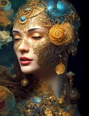 Enchanted Veils: The Girl in Carnival Masks