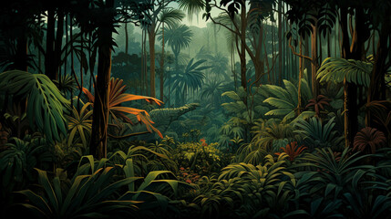 Illustration of a tropical forest 