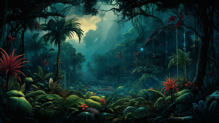 Fototapeta na wymiar Illustration of a tropical forest 