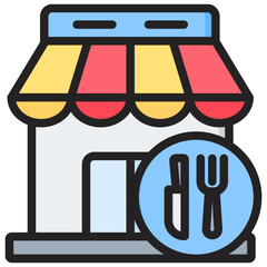 Food Courts Outline Color Icon