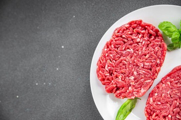 raw cutlet fresh beef meat hamburger delicious healthy eating cooking appetizer meal food snack on...