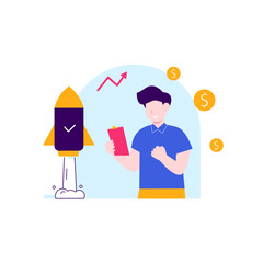 Business Growth Success flat illustration, Business Growth Success concept