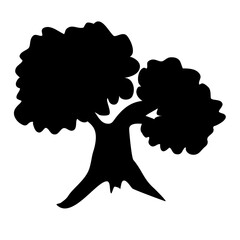 silhouette tree line drawing set
