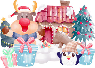 Merry christmas and happy new year elements