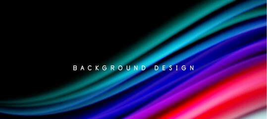 Rainbow color wave lines on black. Techno or business abstract background for posters, covers, banners, brochures, websites
