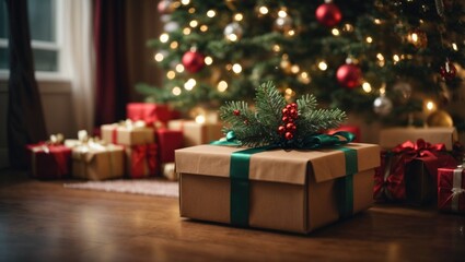 Fototapeta na wymiar Christmas Tree decoration Christmas gift box