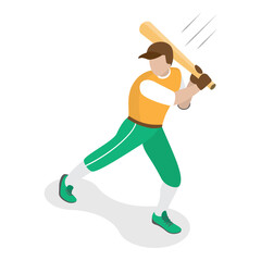 3D Isometric Flat Vector Set of Baseball Players, Various Actions of Player Character. Item 2