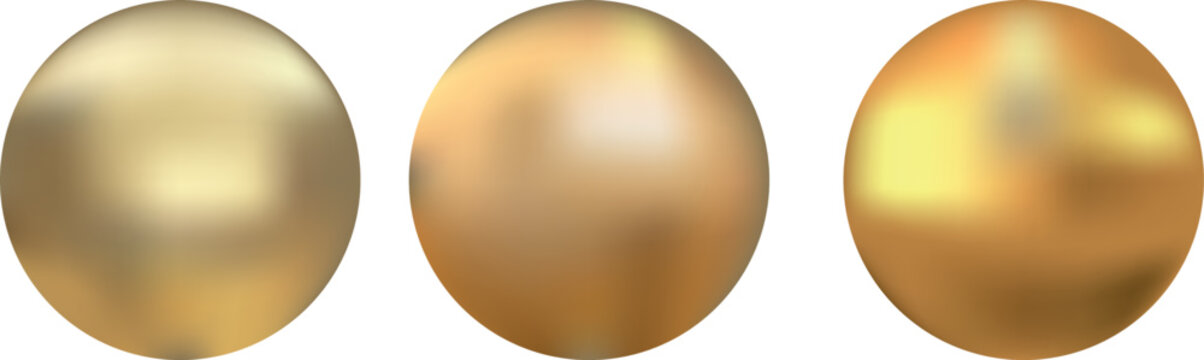 Set of gold ball on a transparent background