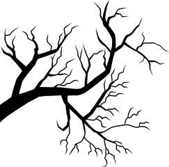 Halloween scary trees, dry tree silhouette, Halloween decoration.