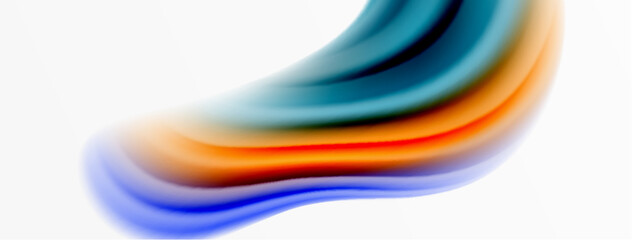 Rainbow color silk blurred wavy line background on white, luxuriously vibrant visually captivating backdrop. Stunning blend of colors reminiscent of rainbow, silky and gracefully blurred wavy pattern