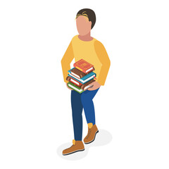 3D Isometric Flat Vector Illustration of Modern Students, Teenagers in Casual Outfit. Item 5