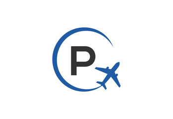 Obraz premium Letter P Air Travel Logo Design Template