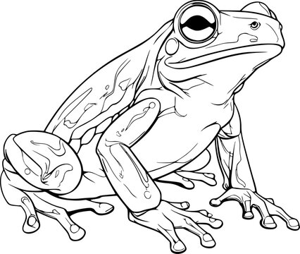 Toad frog Hand Drawn Realistic Detailed Coloring Book Animal Illustrations