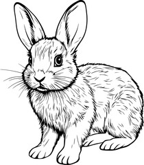 Rabbit Hand Drawn Realistic Detailed Coloring Book Animal Illustrations