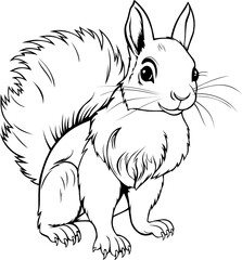 Squirrel Hand Drawn Realistic Detailed Coloring Book Animal Illustrations
