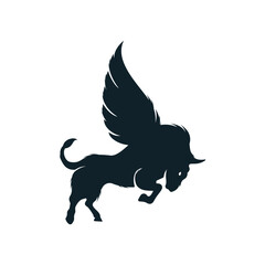 Bull and wings Logo creative design. flying bull icon Vector Illustration