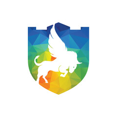 Bull and wings Logo creative design. flying bull icon Vector Illustration