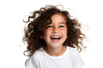 Studio portrait of a cute happy little girl with a beautiful smile isolated on transparent png background. - obrazy, fototapety, plakaty